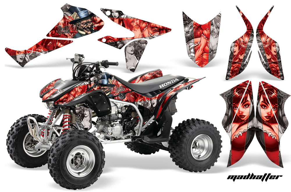 Honda TRX450 Graphics Kit SILVER REDSTRIPE-MADHATTER